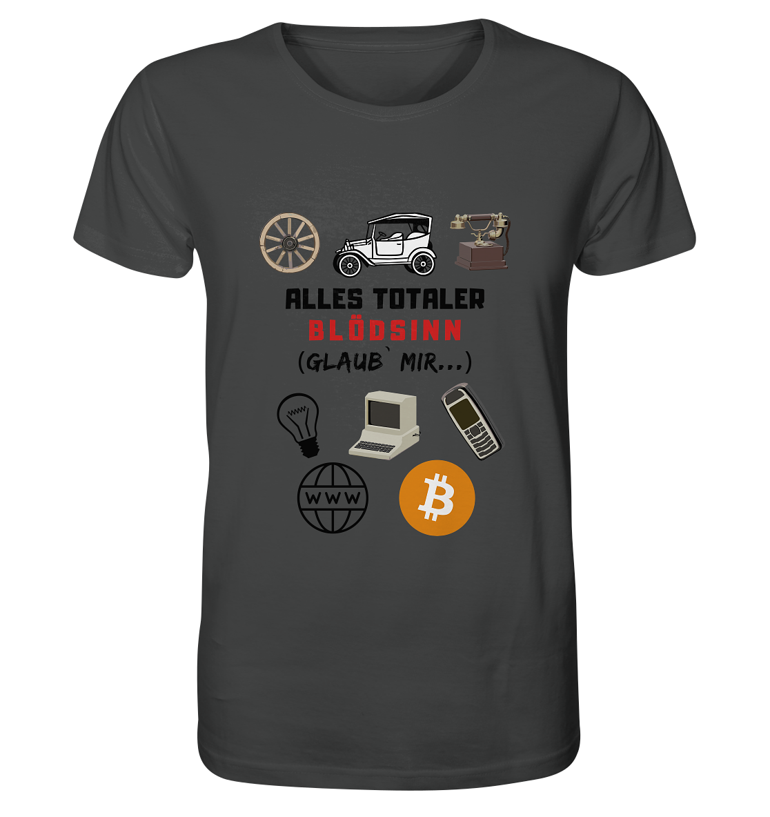 ALLES TOTALER BLÖDSINN (Glaub` mir...) -(Signalwort ROT, Grafiken, BTC Symbol)  - Organic Shirt