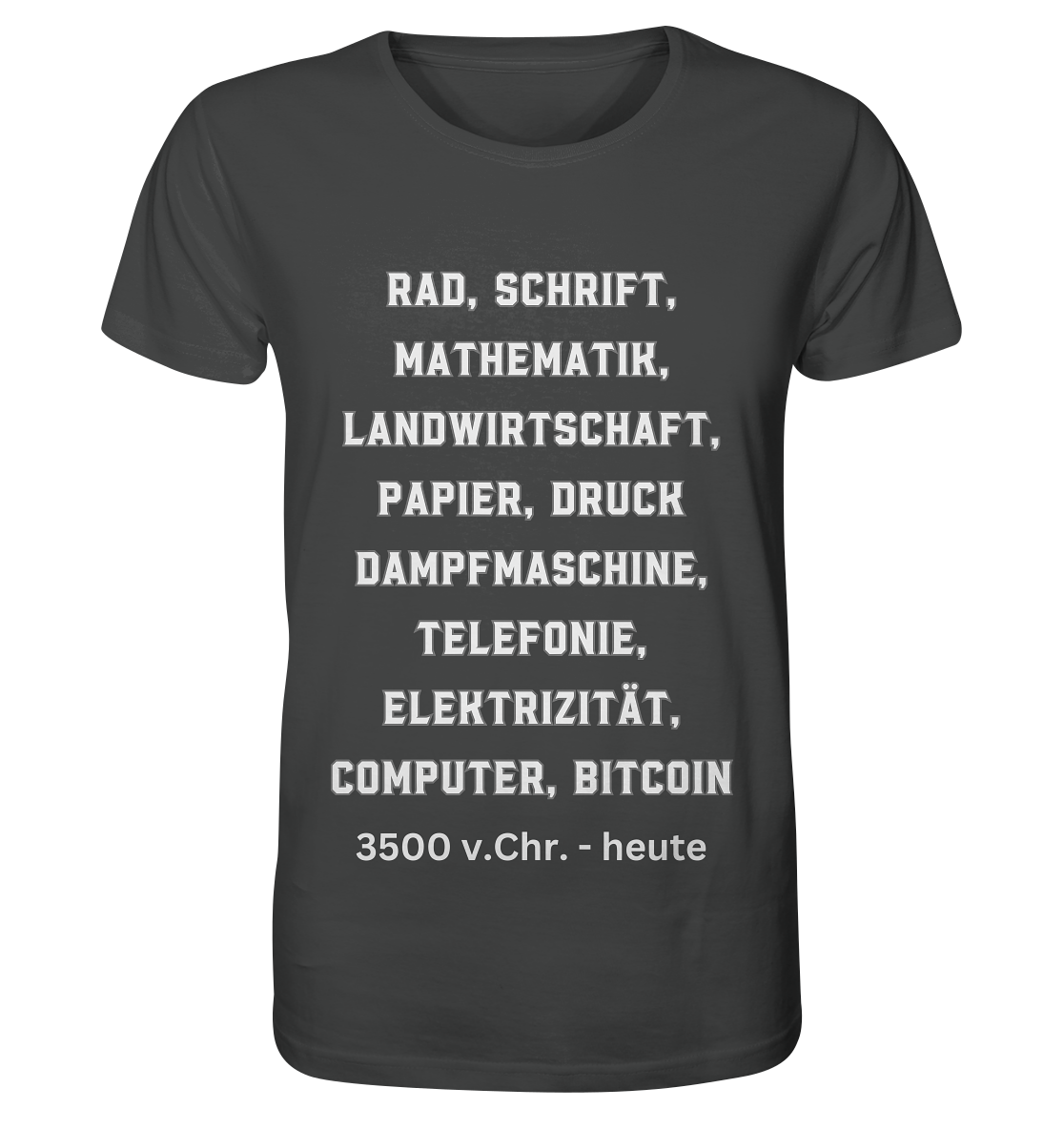 Erfindungen 3500 v. Chr. bis heute zu Bitcoin - Organic Shirt