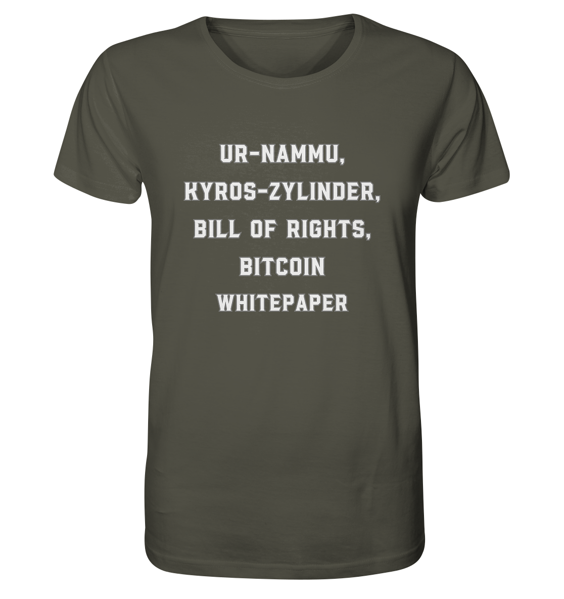 UR-NAMMU, KYROS-ZYLINDER, BILL OF RIGHTS, BITCOIN WHITEPAPER - Organic Shirt