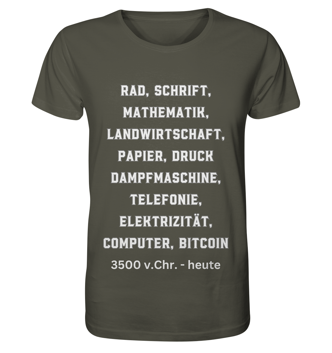 Erfindungen 3500 v. Chr. bis heute zu Bitcoin - Organic Shirt