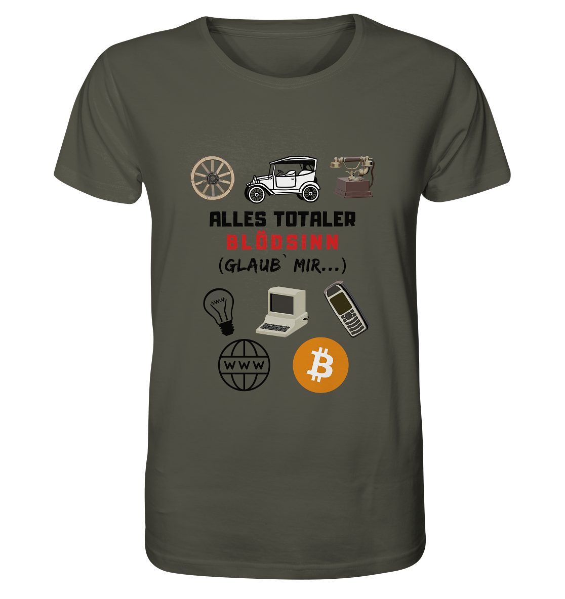 ALLES TOTALER BLÖDSINN (Glaub` mir...) -(Signalwort ROT, Grafiken, BTC Symbol)  - Organic Shirt