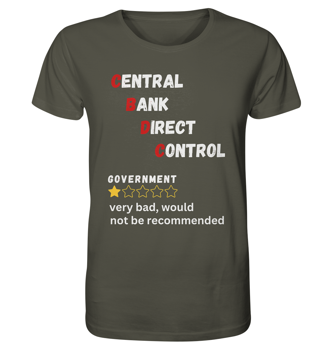 CENTRAL BANK DIRECT CONTROL - GOVERNMENT...not be recommended - STUDY BITCOIN  - Organic Shirt