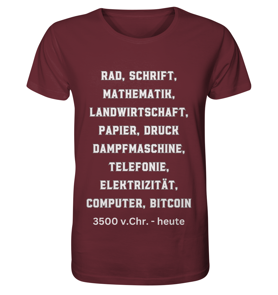Erfindungen 3500 v. Chr. bis heute zu Bitcoin - Organic Shirt
