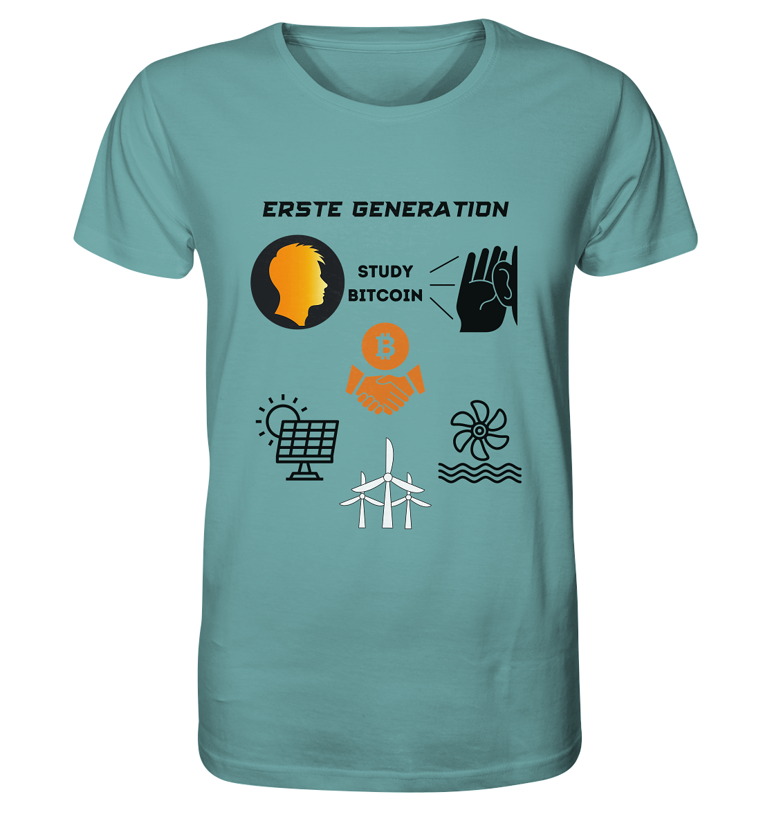 ERSTE (Bitcoin) GENERATION - STUDY BITCOIN - (green Energy 3 Grafiken) - Organic Shirt