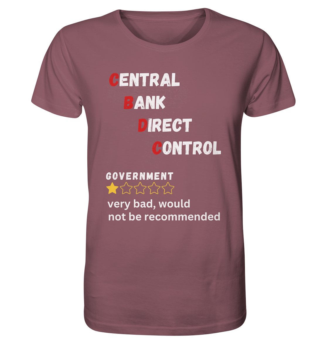 CENTRAL BANK DIRECT CONTROL - GOVERNMENT...not be recommended - STUDY BITCOIN  - Organic Shirt