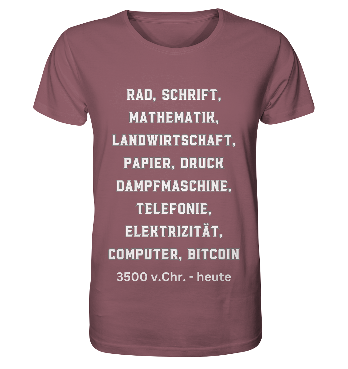 Erfindungen 3500 v. Chr. bis heute zu Bitcoin - Organic Shirt