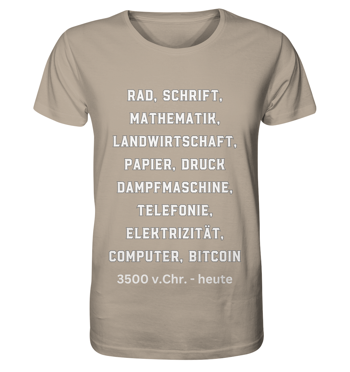 Erfindungen 3500 v. Chr. bis heute zu Bitcoin - Organic Shirt