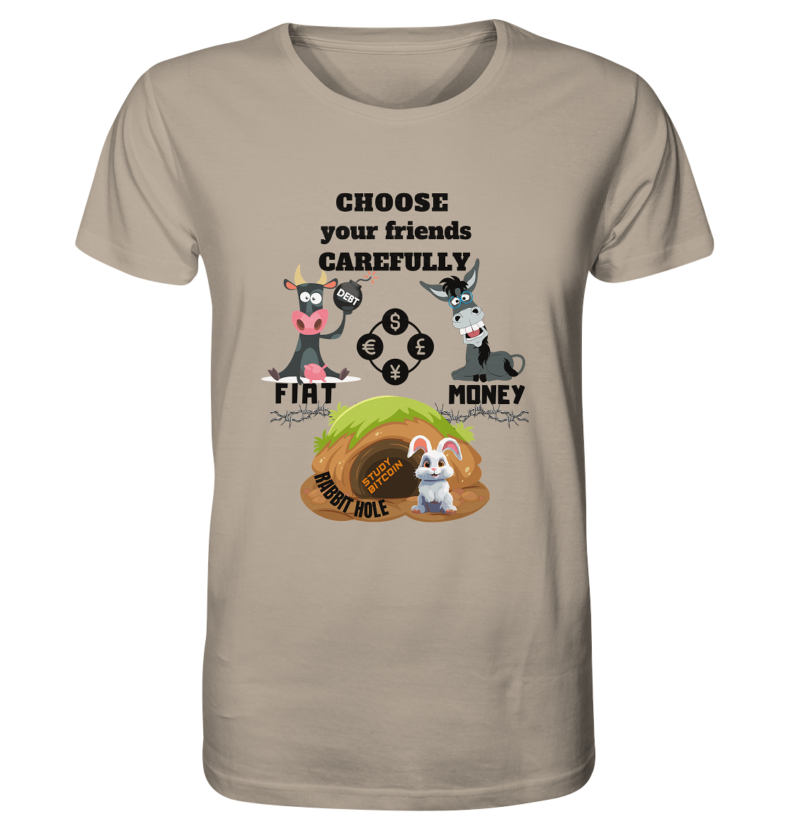 CHOOSE your friends CAREFULLY - FIAT Money / Rabbithole - Organic Shirt