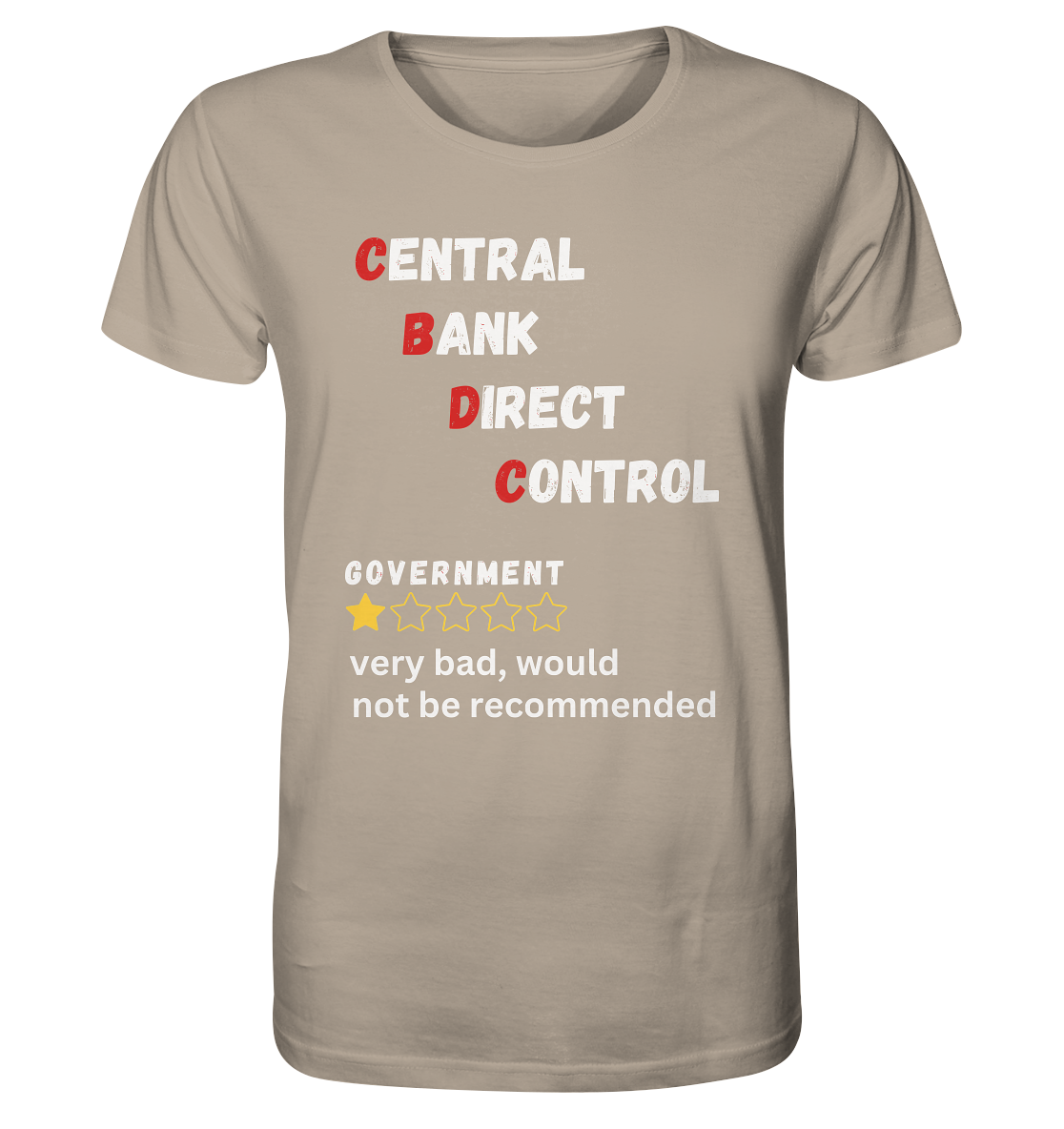 CENTRAL BANK DIRECT CONTROL - GOVERNMENT...not be recommended - STUDY BITCOIN  - Organic Shirt