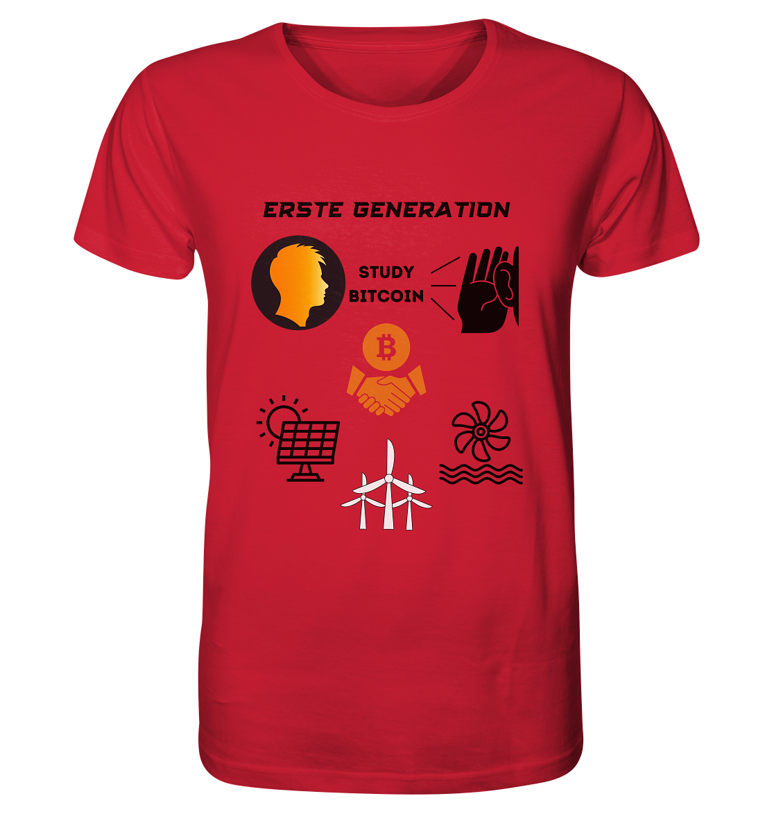 ERSTE (Bitcoin) GENERATION - STUDY BITCOIN - (green Energy 3 Grafiken) - Organic Shirt