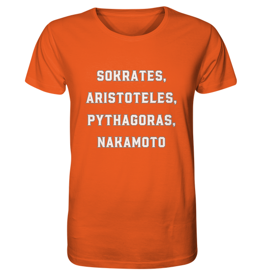 SOKRATES, ARISTOTELES, PHYTHAGORAS, NAKAMOTO  - Organic Shirt
