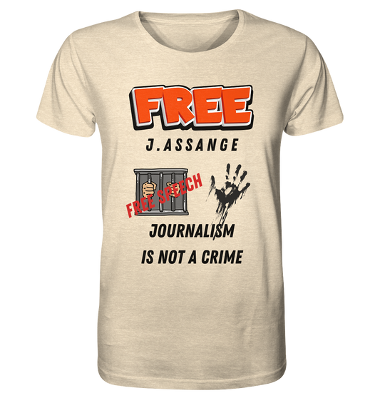 FREE J.ASSANGE - JOURNALISM IS NOT A CRIME, FREE SPEECH (2 GRAFIKEN)  - Organic Shirt