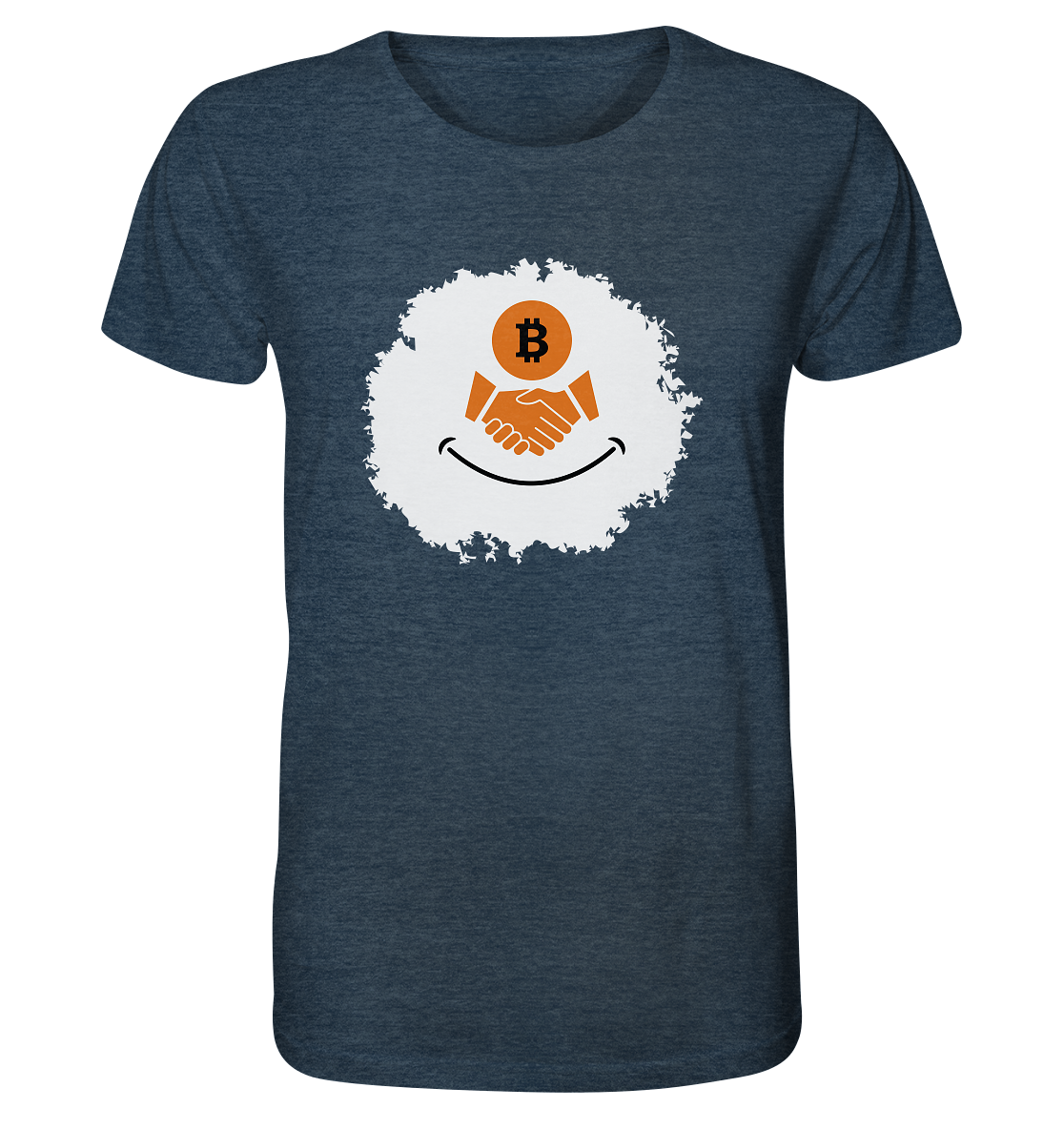 Bitcoin handshake Smiley - Organic Shirt (meliert)