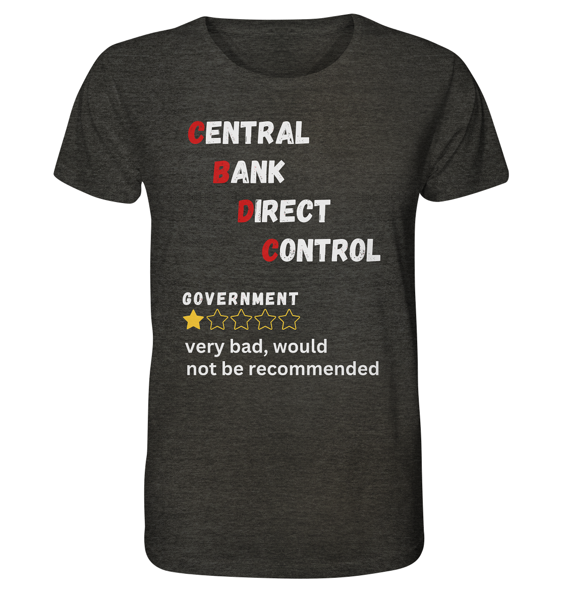CENTRAL BANK DIRECT CONTROL - GOVERNMENT...not be recommended - STUDY BITCOIN  - Organic Shirt (meliert)
