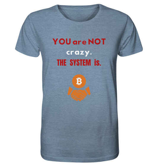 YOU are NOT crazy. THE SYSTEM is. - Organic Shirt (meliert)