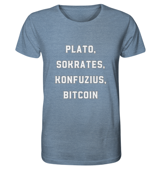 PLATO, SOKRATES, KONFUZIUS, BITCOIN  - Organic Shirt (meliert)