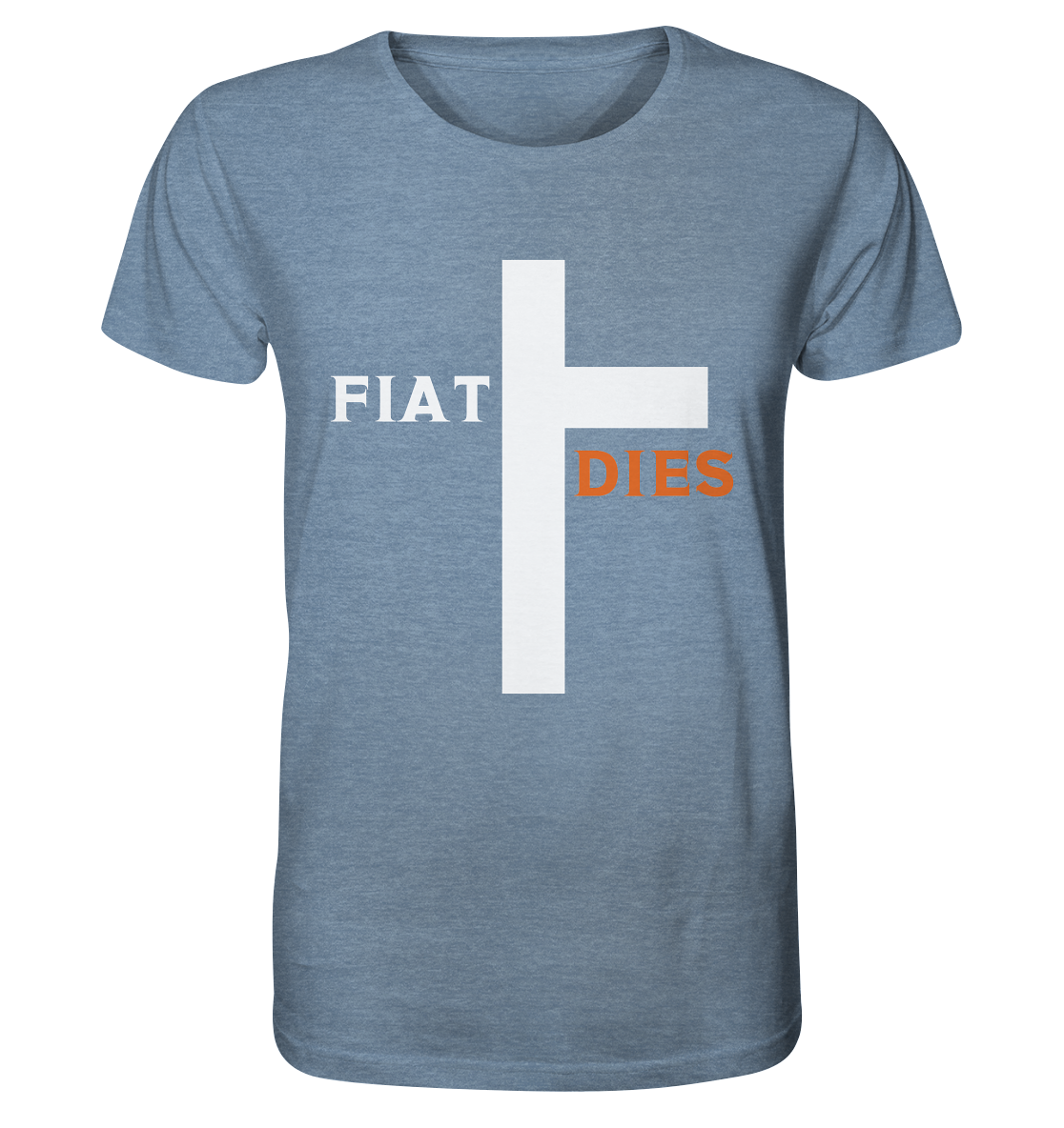 FIAT DIES  (Version: "FIAT" in weiss, "DIES" in orange) - Organic Shirt (meliert)