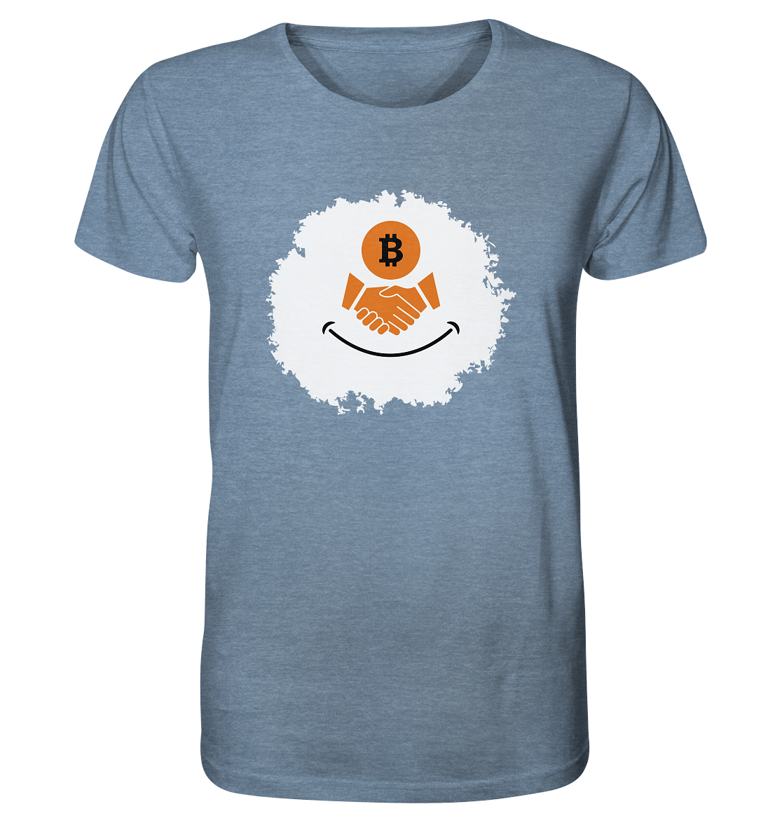 Bitcoin handshake Smiley - Organic Shirt (meliert)