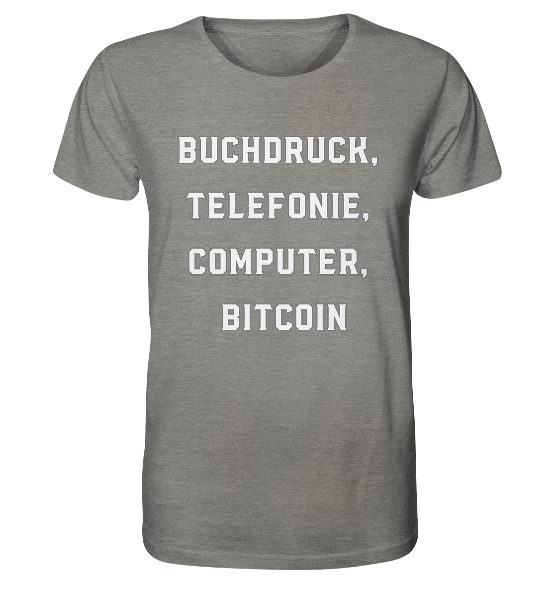 Buchdruck, Telefonie, Computer, Bitcoin  - Organic Shirt (meliert)