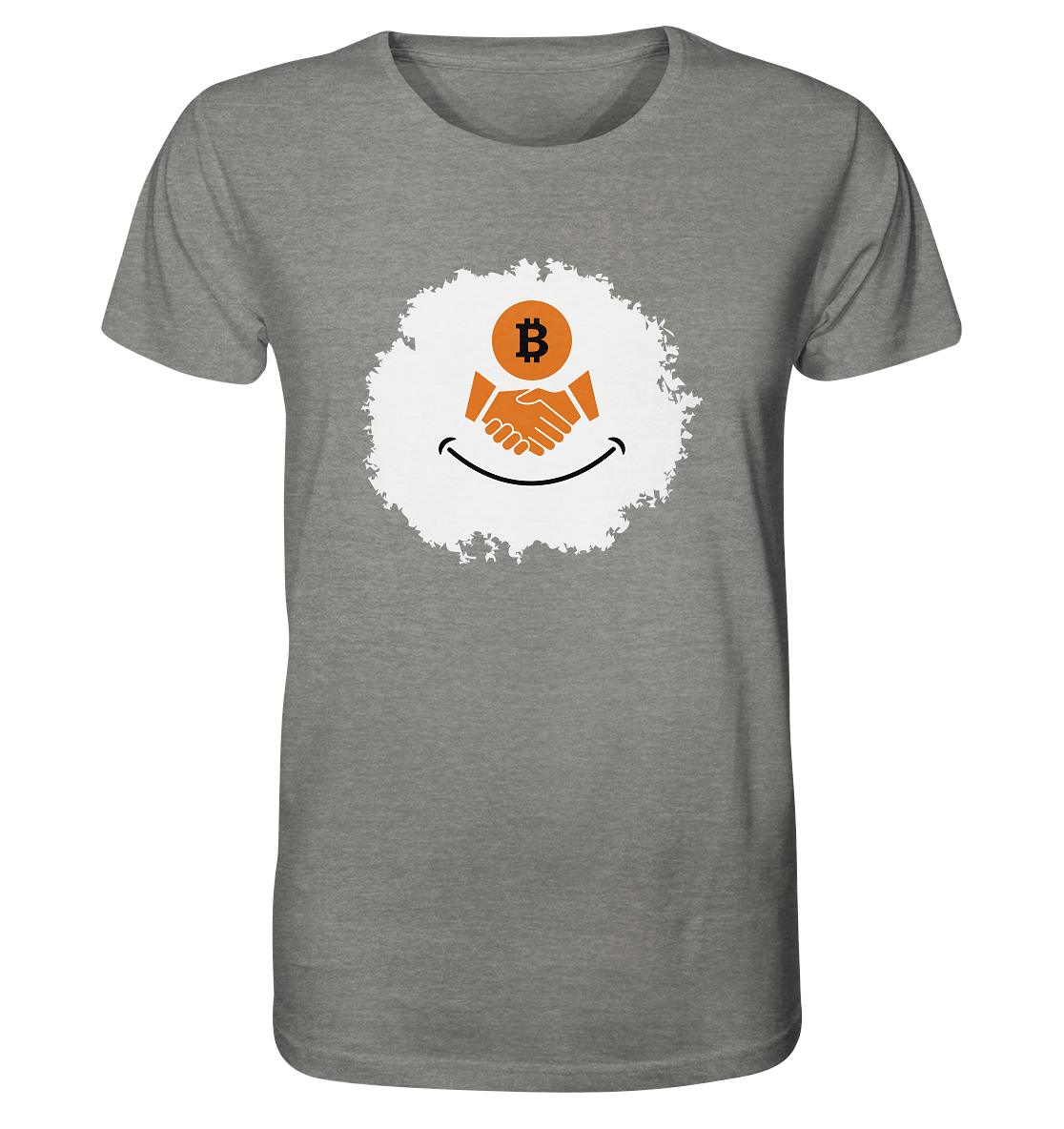 Bitcoin handshake Smiley - Organic Shirt (meliert)