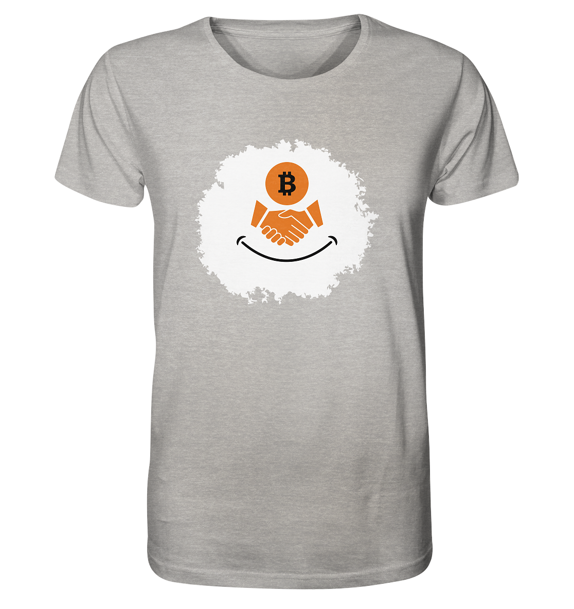 Bitcoin handshake Smiley - Organic Shirt (meliert)