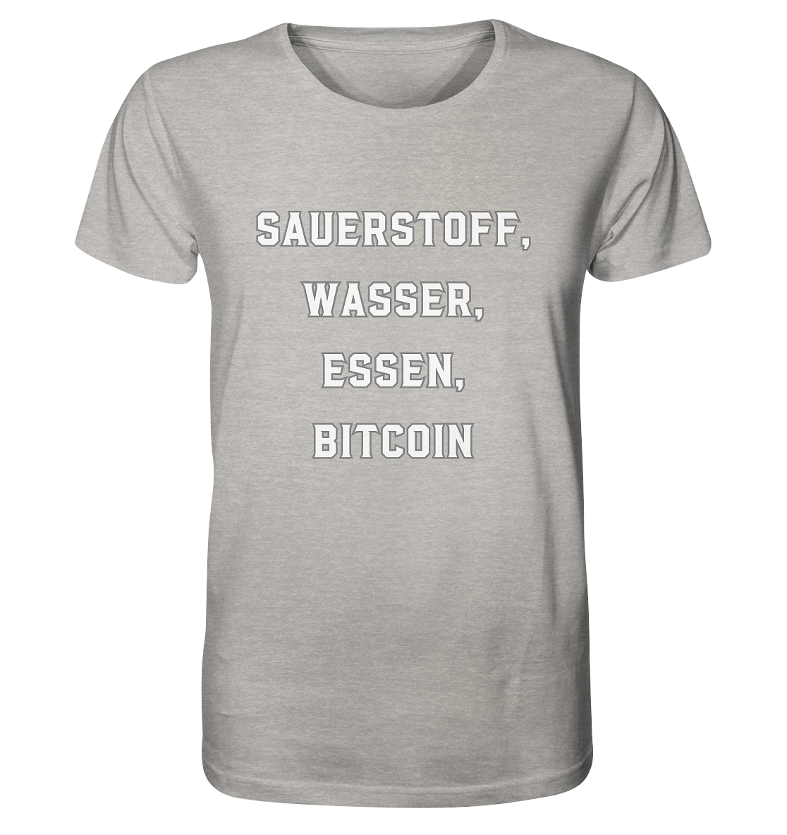 SAUERSTOFF, WASSER, ESSEN, BITCOIN - Organic Shirt (meliert)