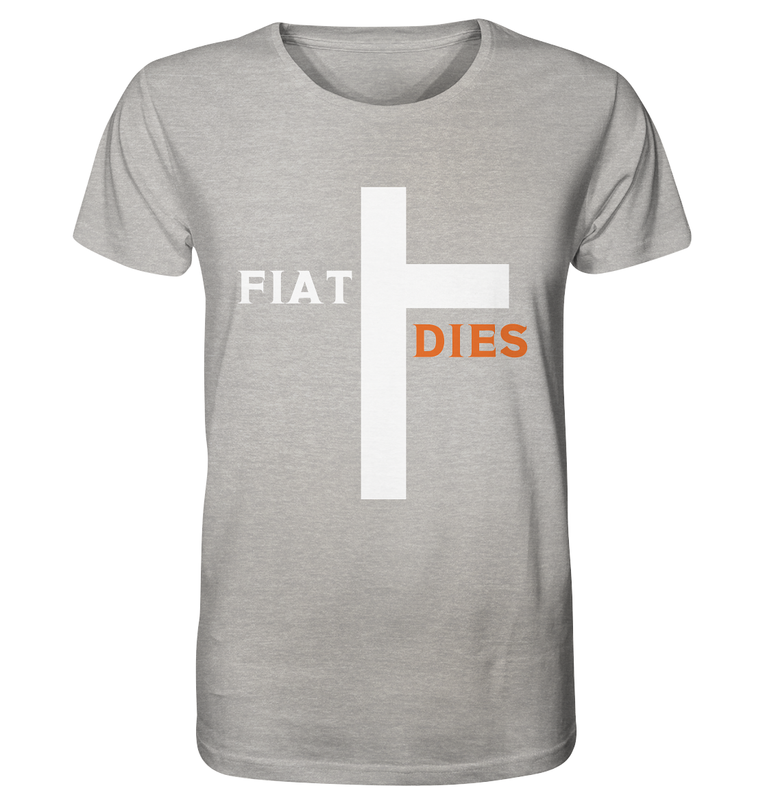 FIAT DIES  (Version: "FIAT" in weiss, "DIES" in orange) - Organic Shirt (meliert)