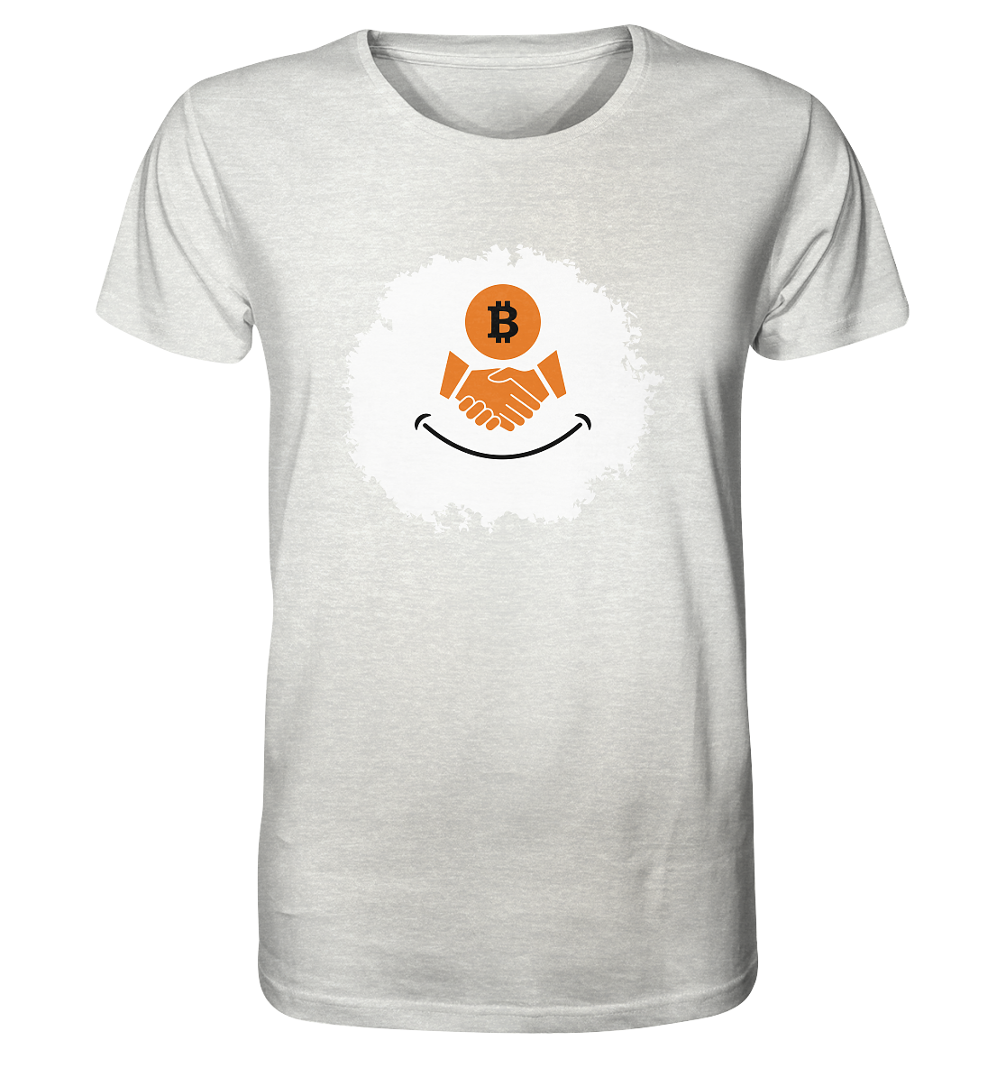 Bitcoin handshake Smiley - Organic Shirt (meliert)
