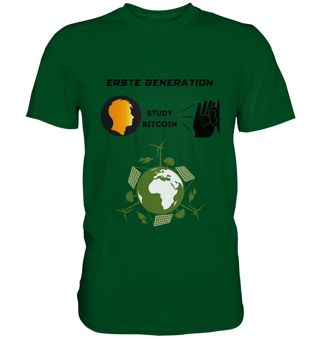 ERSTE (Bitcoin) GENERATION - STUDY BITCOIN - (green Energy Grafik) - Premium Shirt