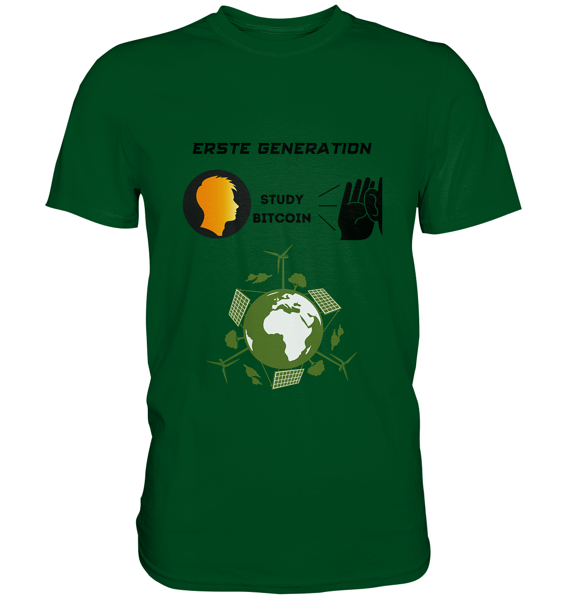 ERSTE (BITCOIN) GENERATION - STUDY BITCOIN (green world Grafik) - LADIES COLLECTION 21% automat. Rabatt bis zum Halving 2024  - Premium Shirt