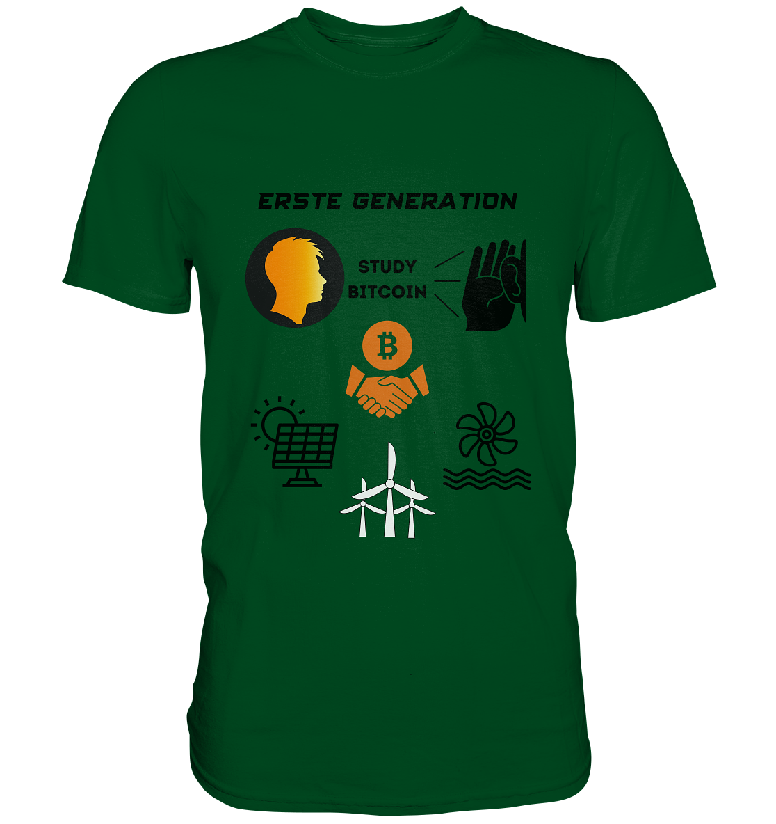 ERSTE (Bitcoin) GENERATION - STUDY BITCOIN - (green Energy 3 Grafiken) - Premium Shirt
