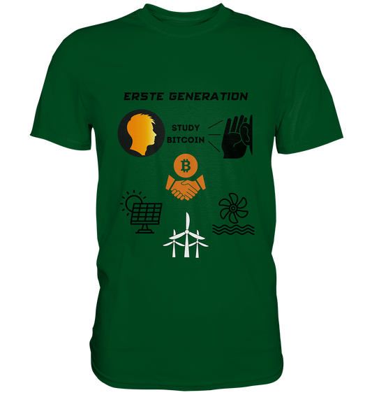 ERSTE (Bitcoin) GENERATION - STUDY BITCOIN - (green Energy 3 Grafiken) - Premium Shirt