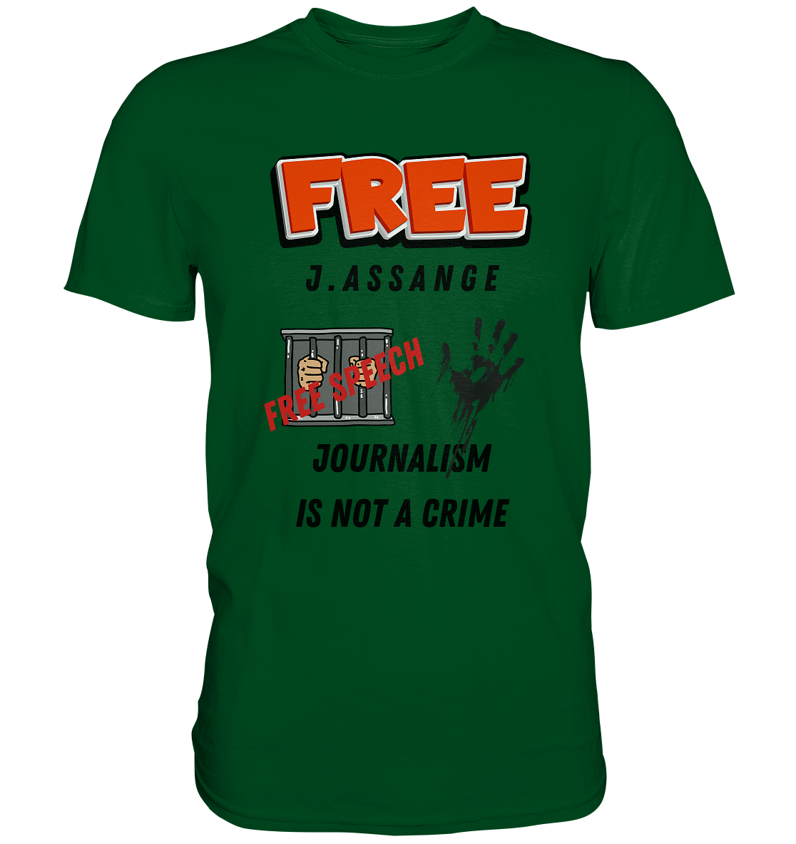 FREE J.ASSANGE - JOURNALISM IS NOT A CRIME, FREE SPEECH (2 GRAFIKEN)  - Premium Shirt