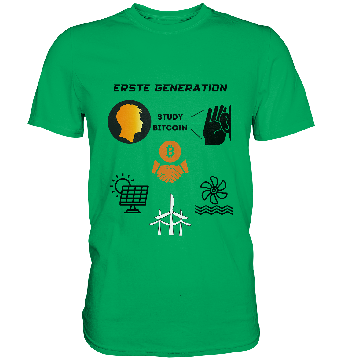 ERSTE (Bitcoin) GENERATION - STUDY BITCOIN - (green Energy 3 Grafiken) - Premium Shirt