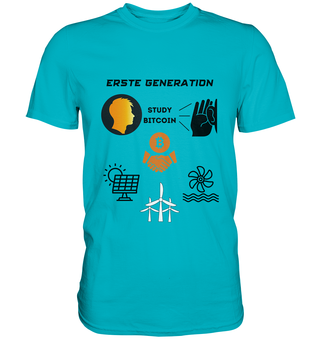 ERSTE (Bitcoin) GENERATION - STUDY BITCOIN - (green Energy 3 Grafiken) - Premium Shirt