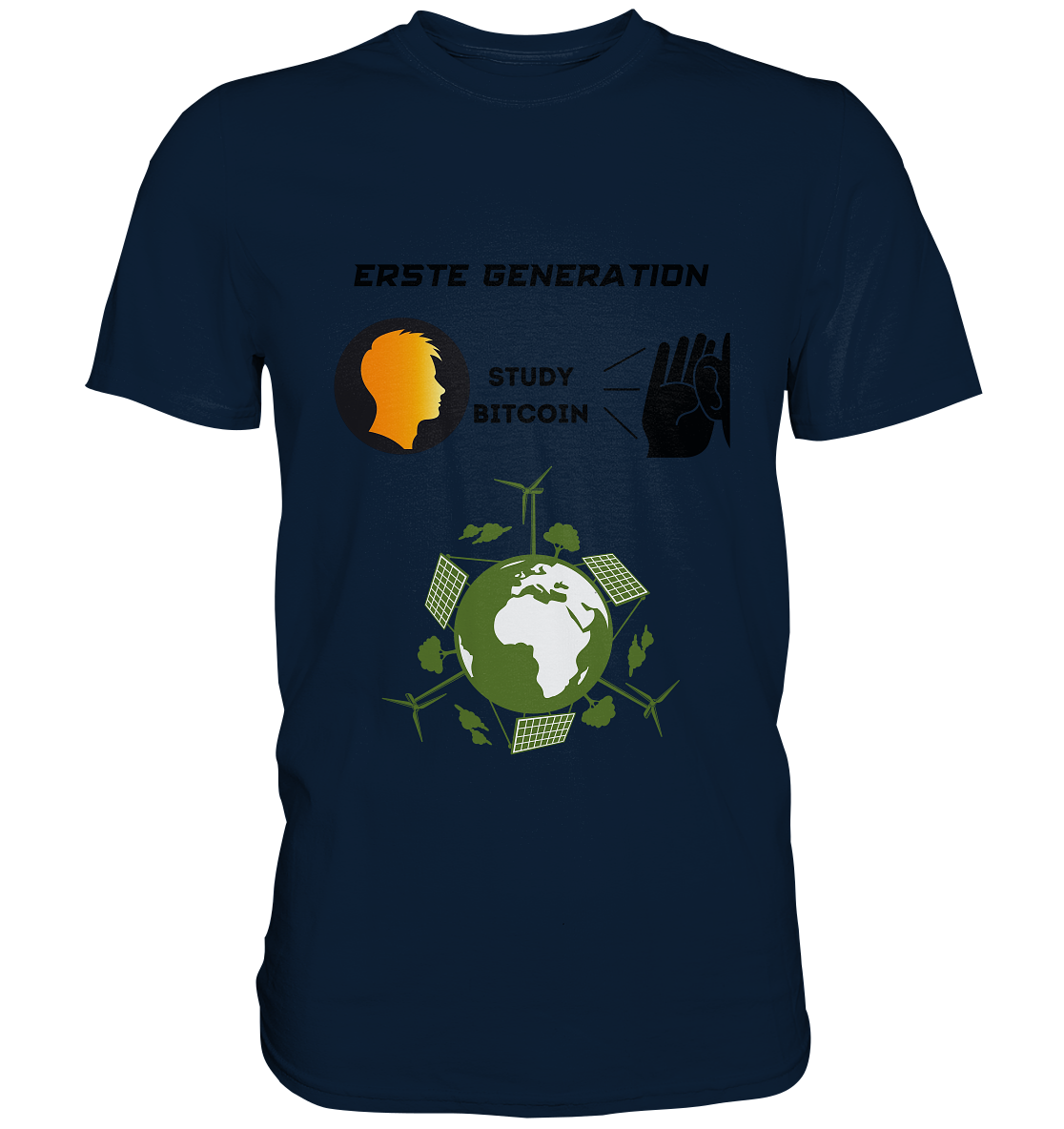 ERSTE (Bitcoin) GENERATION - STUDY BITCOIN - (green Energy Grafik) - Premium Shirt