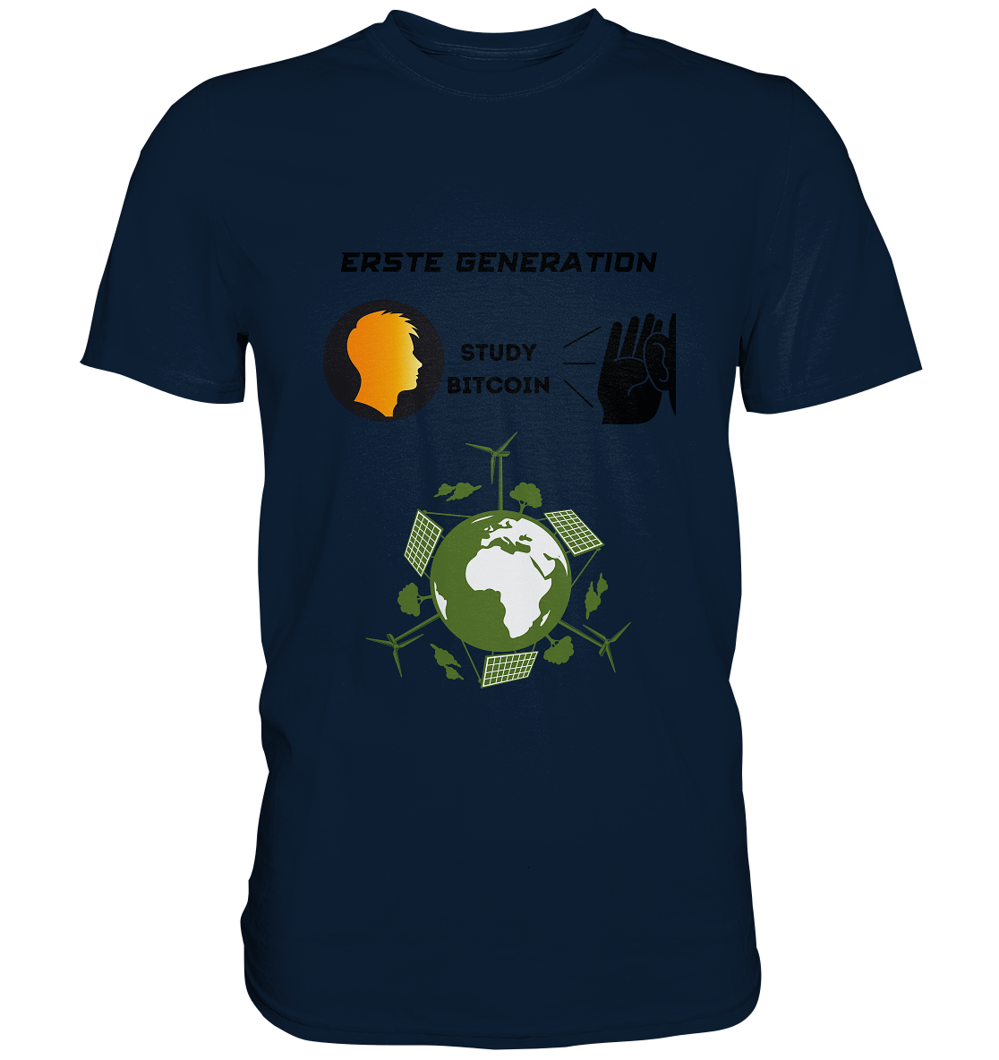 ERSTE (BITCOIN) GENERATION - STUDY BITCOIN (green world Grafik) - LADIES COLLECTION 21% automat. Rabatt bis zum Halving 2024  - Premium Shirt