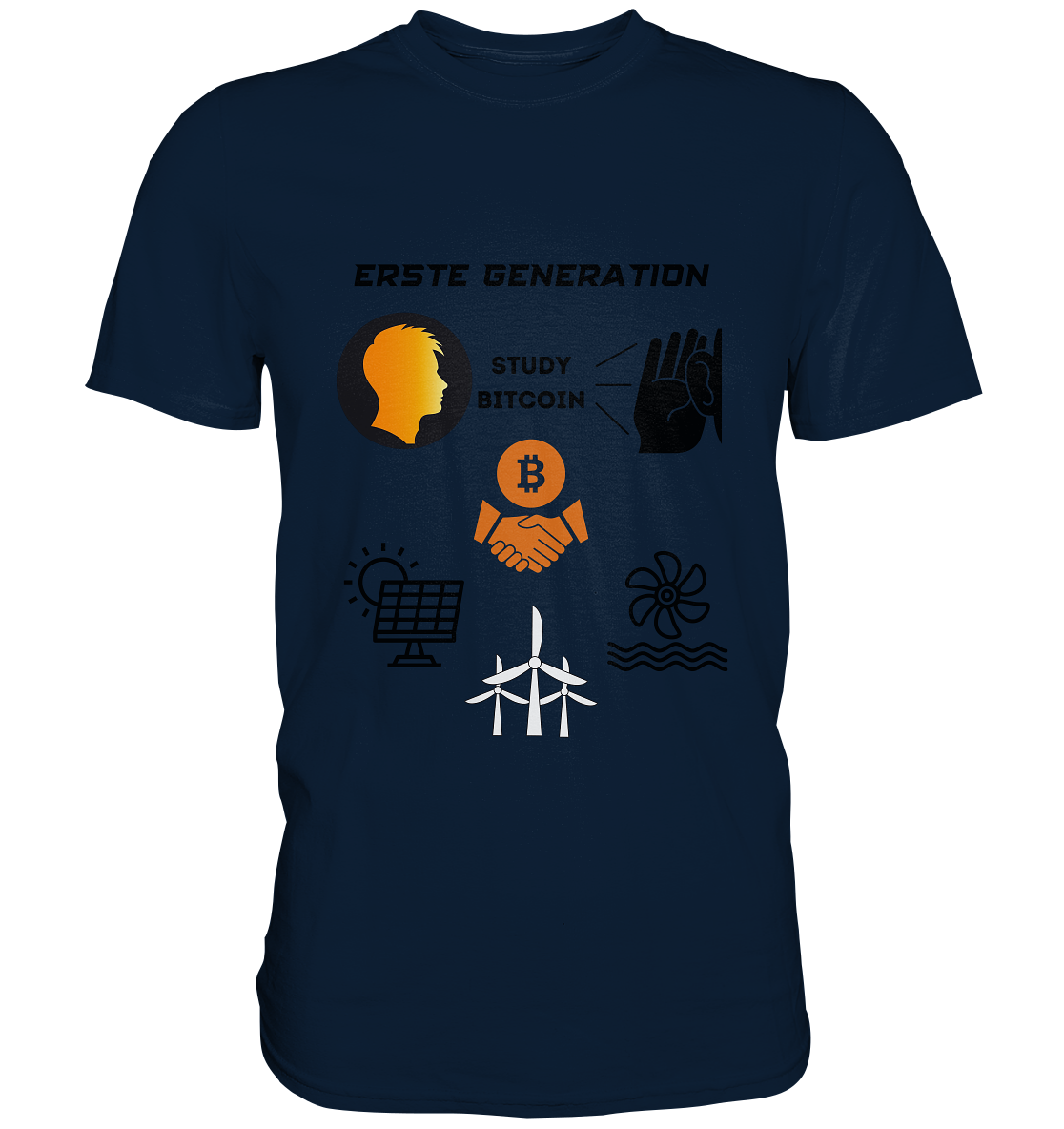 ERSTE (Bitcoin) GENERATION - STUDY BITCOIN - (green Energy 3 Grafiken) - Premium Shirt