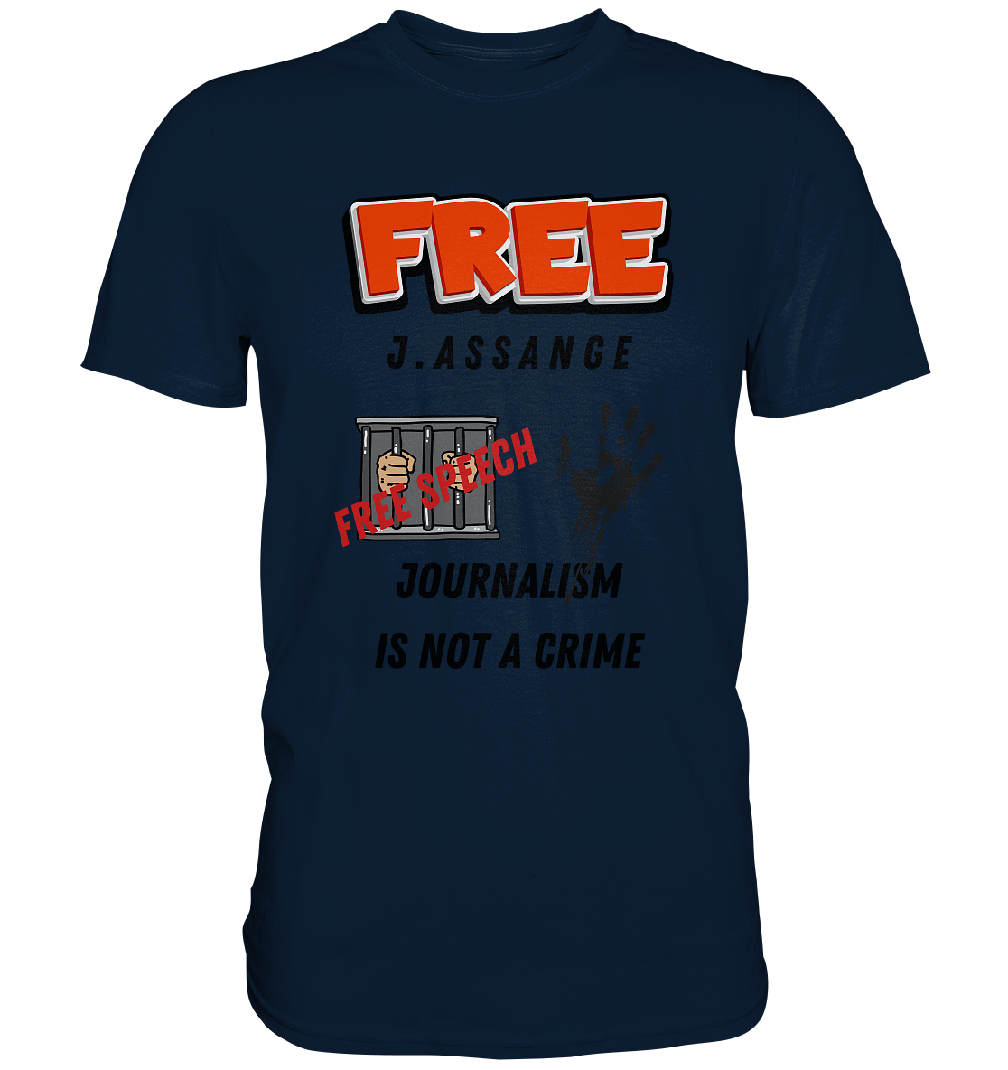 FREE J.ASSANGE - JOURNALISM IS NOT A CRIME, FREE SPEECH (2 GRAFIKEN)  - Premium Shirt
