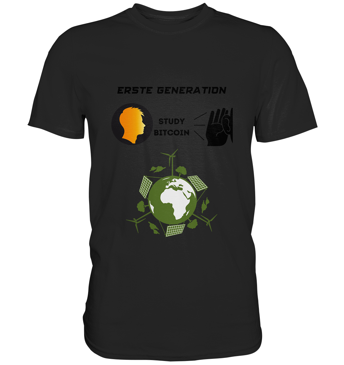 ERSTE (BITCOIN) GENERATION - STUDY BITCOIN (green world Grafik) - LADIES COLLECTION 21% automat. Rabatt bis zum Halving 2024  - Premium Shirt