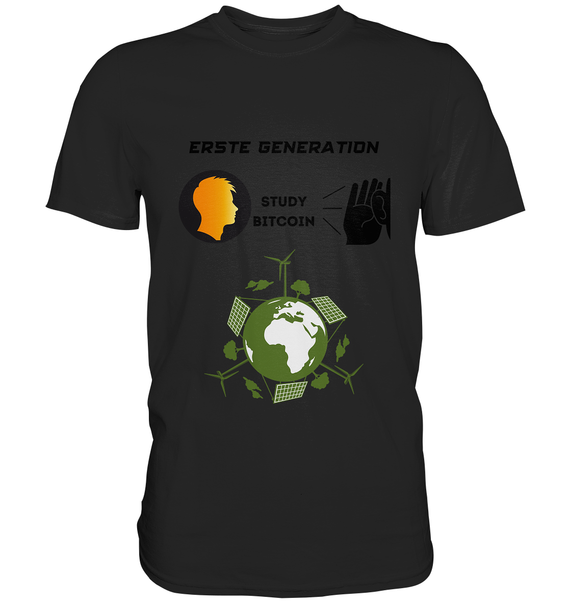 ERSTE (Bitcoin) GENERATION - STUDY BITCOIN - (green Energy Grafik) - Premium Shirt
