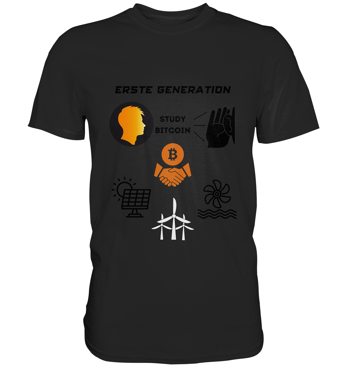 ERSTE (Bitcoin) GENERATION - STUDY BITCOIN - (green Energy 3 Grafiken) - Premium Shirt
