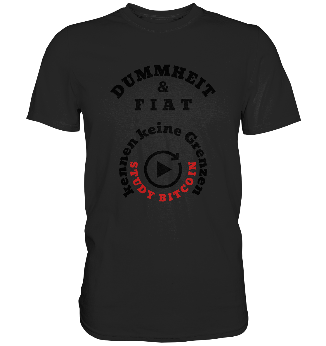 DUMMHEIT & FIAT kennen keine Grenzen - STUDY BITCOIN (rund in rund) - Premium Shirt