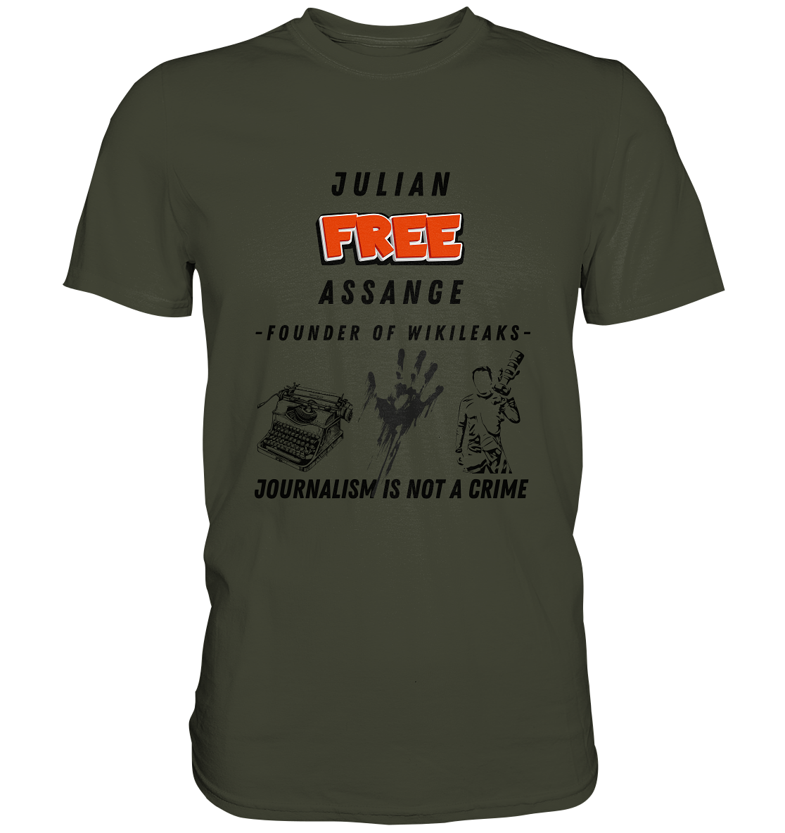 FREE JULIAN ASSANGE - FOUNDER OF WIKILEAKS - JOURNALISM IS NOT A CRIME (3 Grafiken) - Ladies Collection 21% Rabatt bis zum Halving 2024) - Premium Shirt