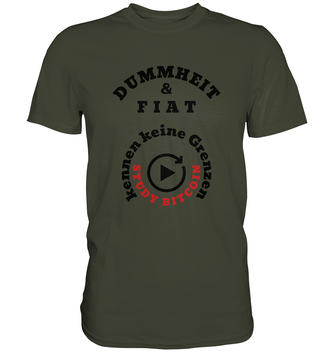 DUMMHEIT & FIAT kennen keine Grenzen - STUDY BITCOIN (rund in rund) - Premium Shirt