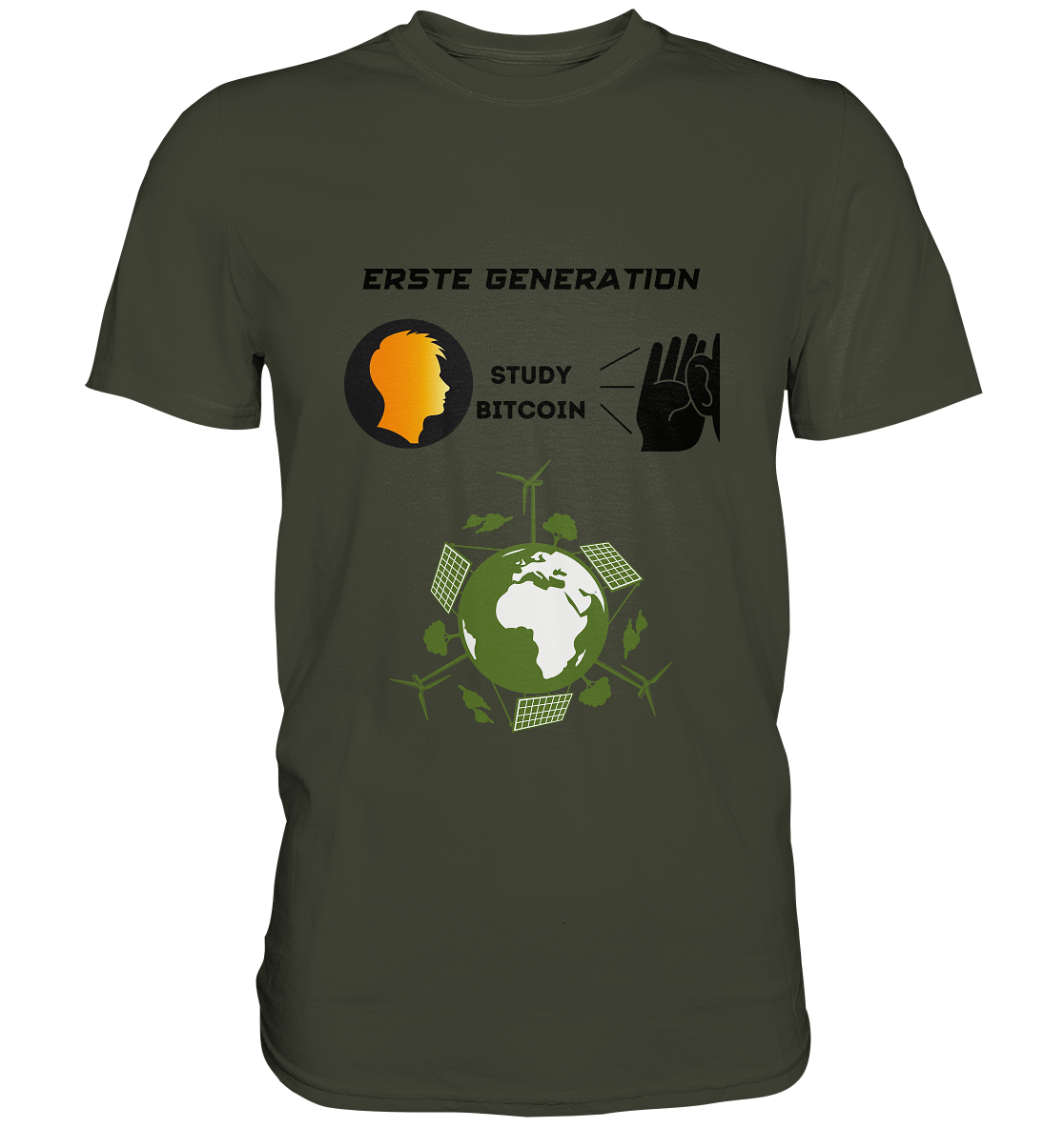 ERSTE (BITCOIN) GENERATION - STUDY BITCOIN (green world Grafik) - LADIES COLLECTION 21% automat. Rabatt bis zum Halving 2024  - Premium Shirt