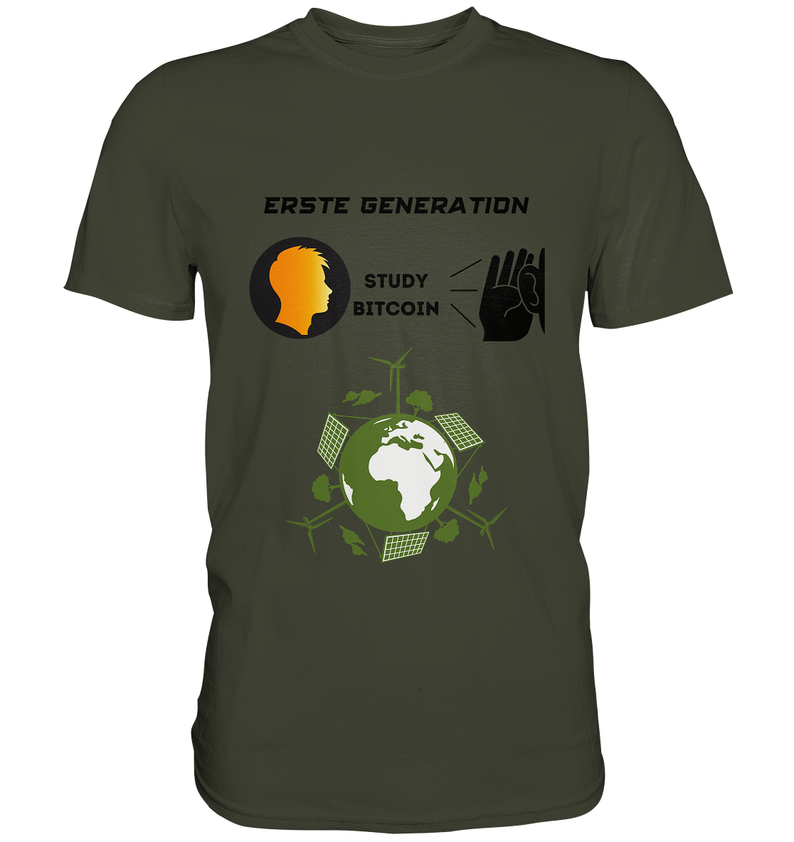 ERSTE (Bitcoin) GENERATION - STUDY BITCOIN - (green Energy Grafik) - Premium Shirt
