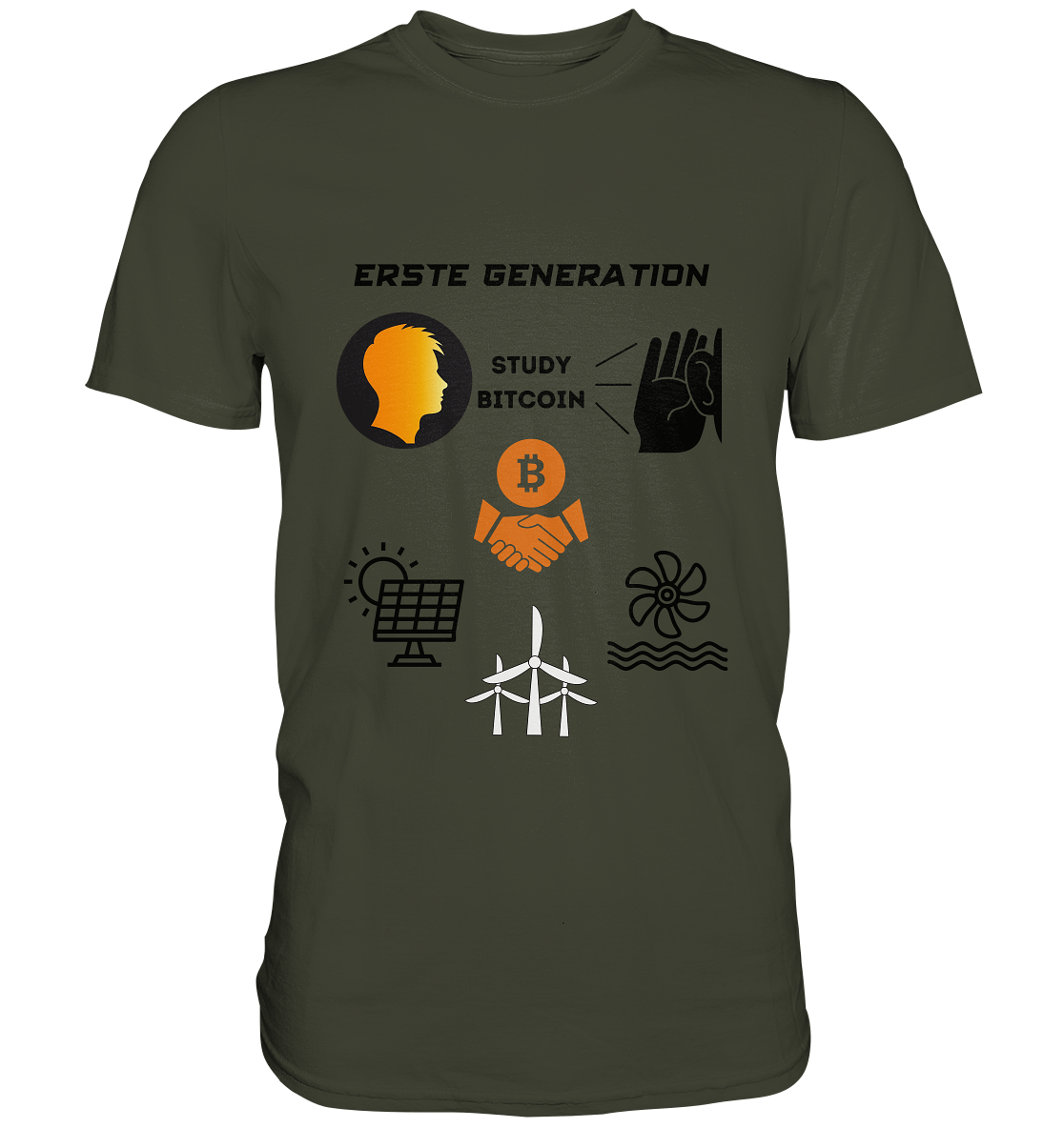 ERSTE (Bitcoin) GENERATION - STUDY BITCOIN - (green Energy 3 Grafiken) - Premium Shirt
