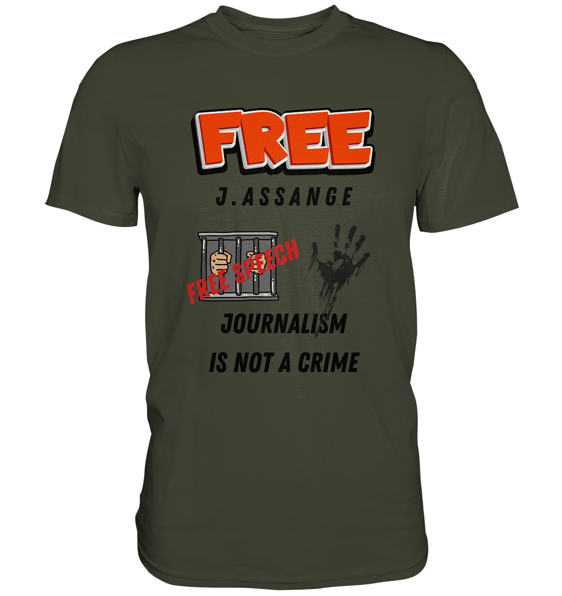 FREE J.ASSANGE - JOURNALISM IS NOT A CRIME, FREE SPEECH (2 GRAFIKEN)  - Premium Shirt