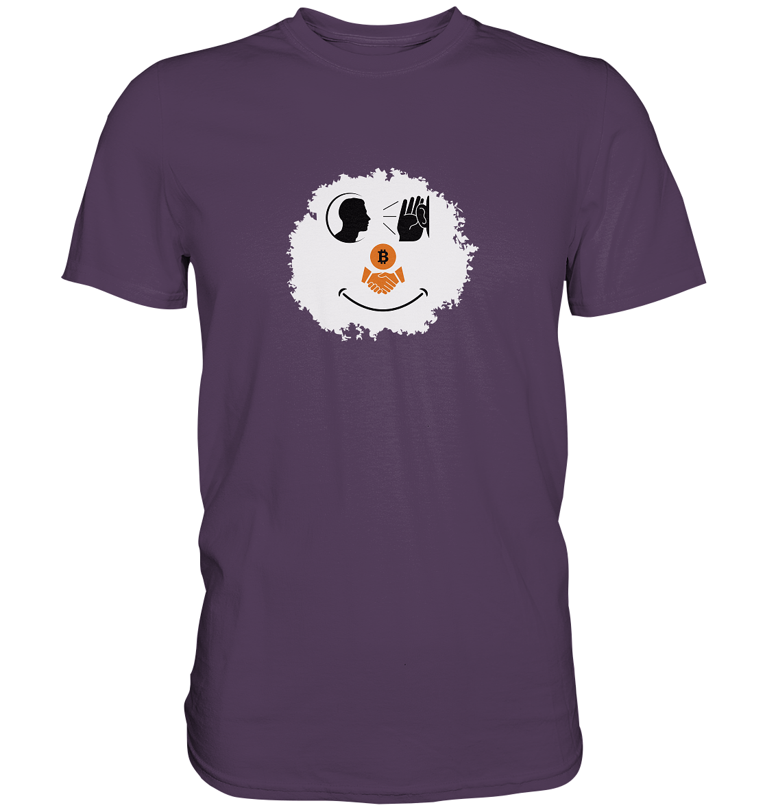 Smiley listen to Bitcoin handshake - (Ladies Collection 21% Rabatt bis zum Halving 2024)  - Premium Shirt